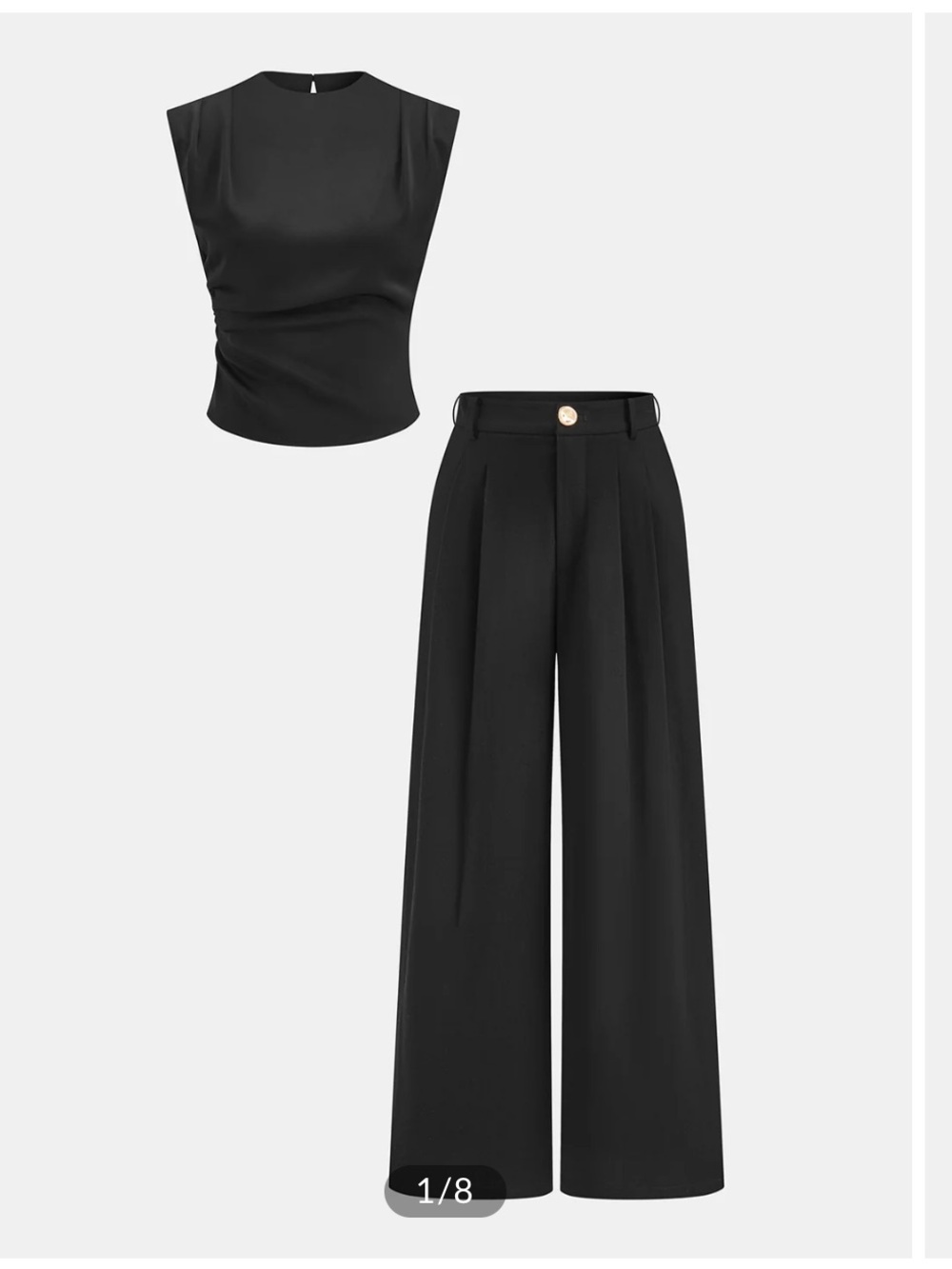 Commense Sleeveless Ruched Top & Pleated Pants Set NWT XS